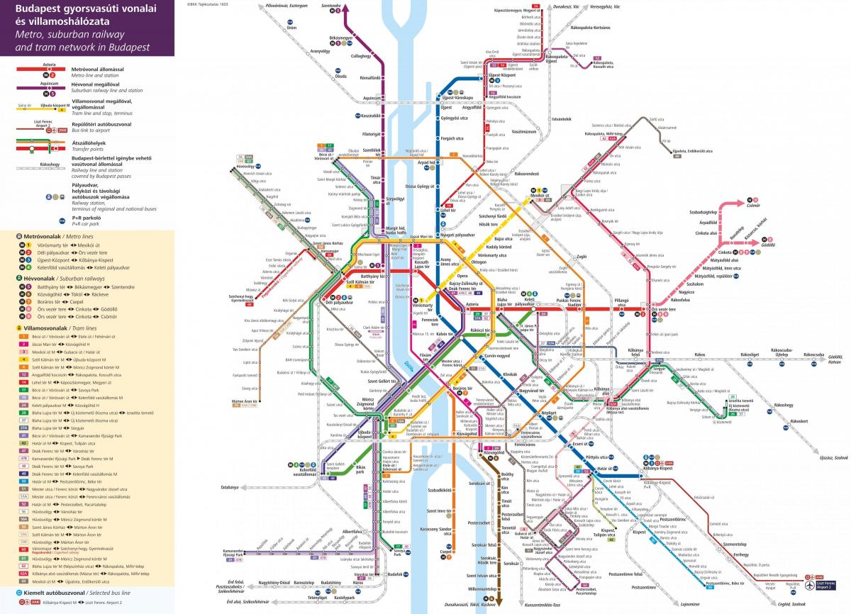 Mappa delle stazioni del tram di Budapest