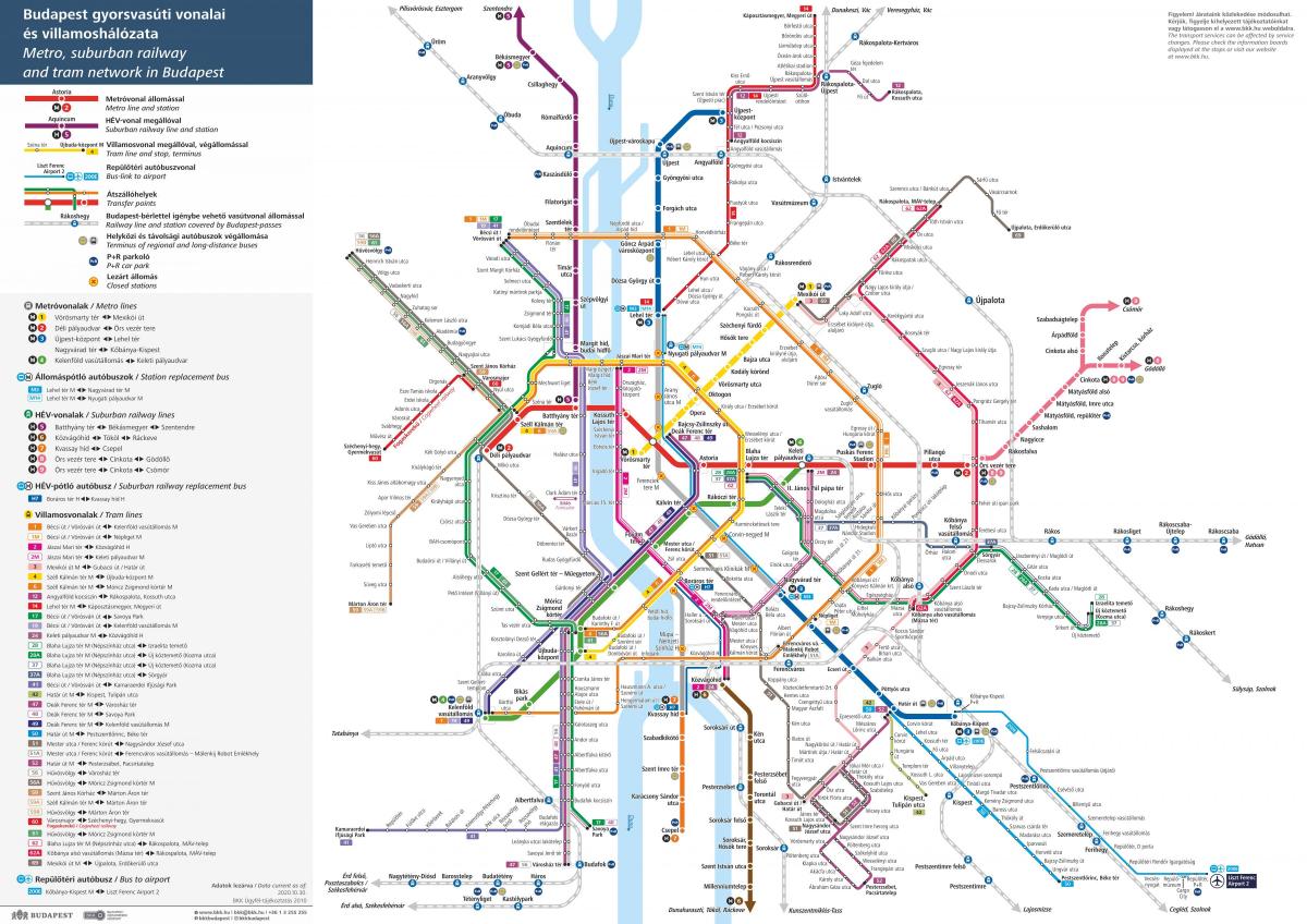 Mappa delle stazioni ferroviarie di Budapest