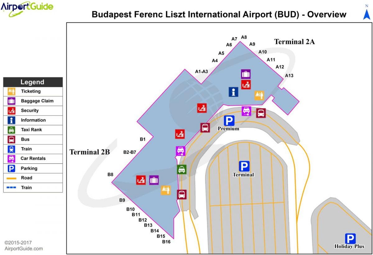 Mappa del terminal dell'aeroporto di Budapest
