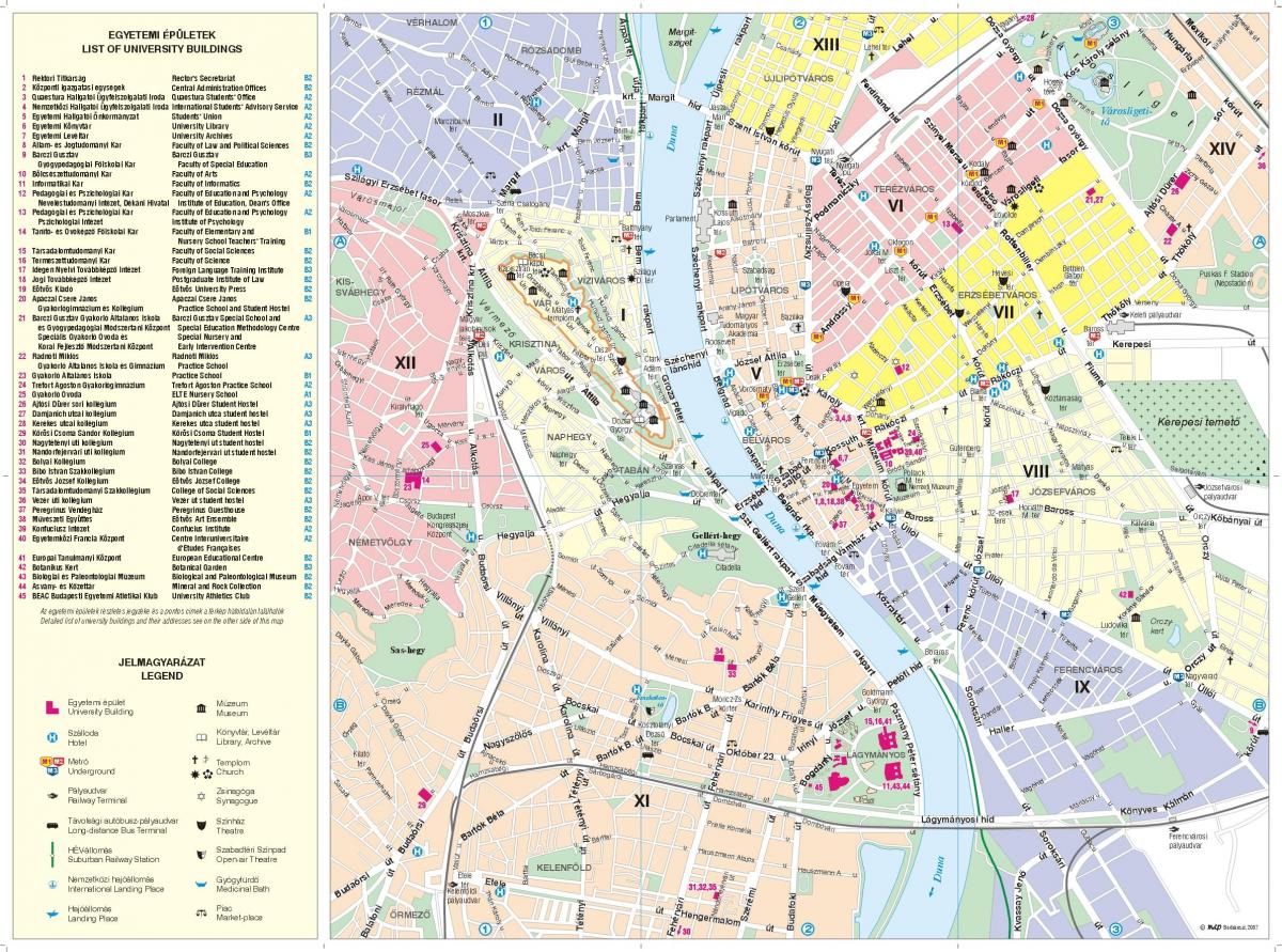Mappa dei tour a piedi di Budapest
