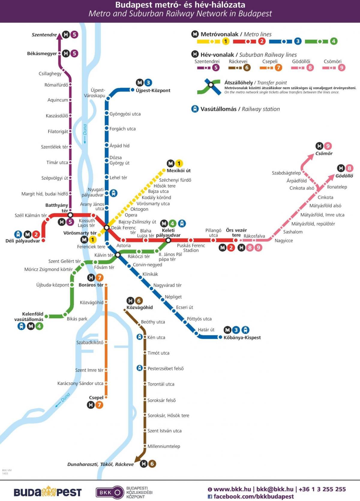 Mappa delle stazioni della metropolitana di Budapest